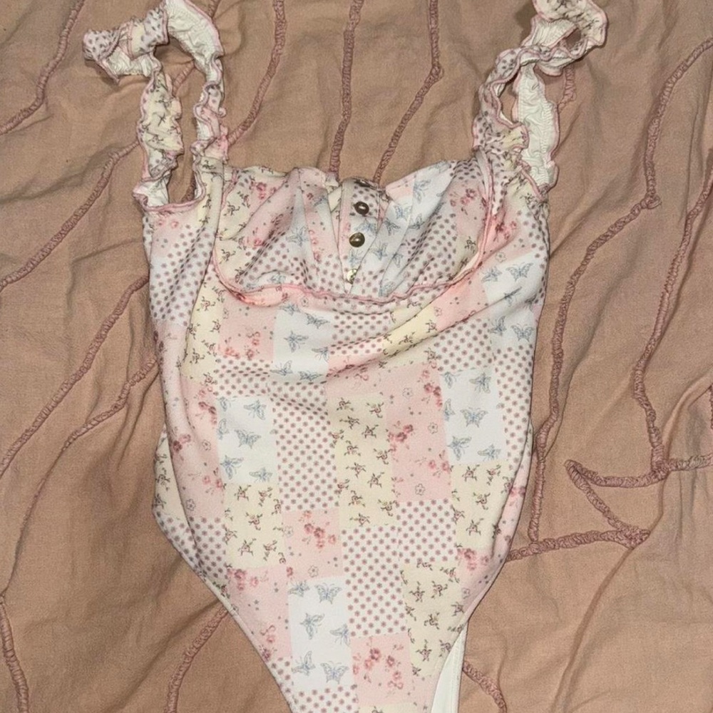 Frankie's Bikinis Sydney Sweeney One Piece Floral Terrycloth Patchwork Verona